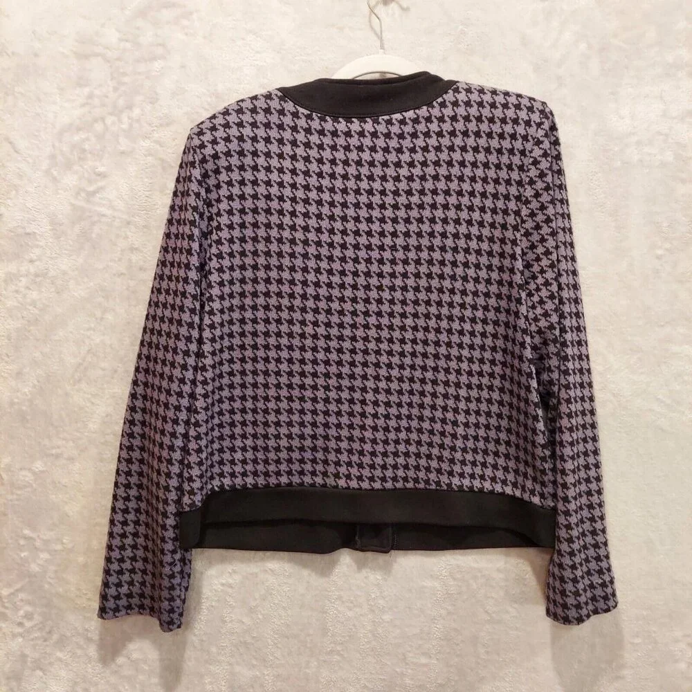 Weekender Knit skirt jacket set Size M hounds tooth gray black career city chic